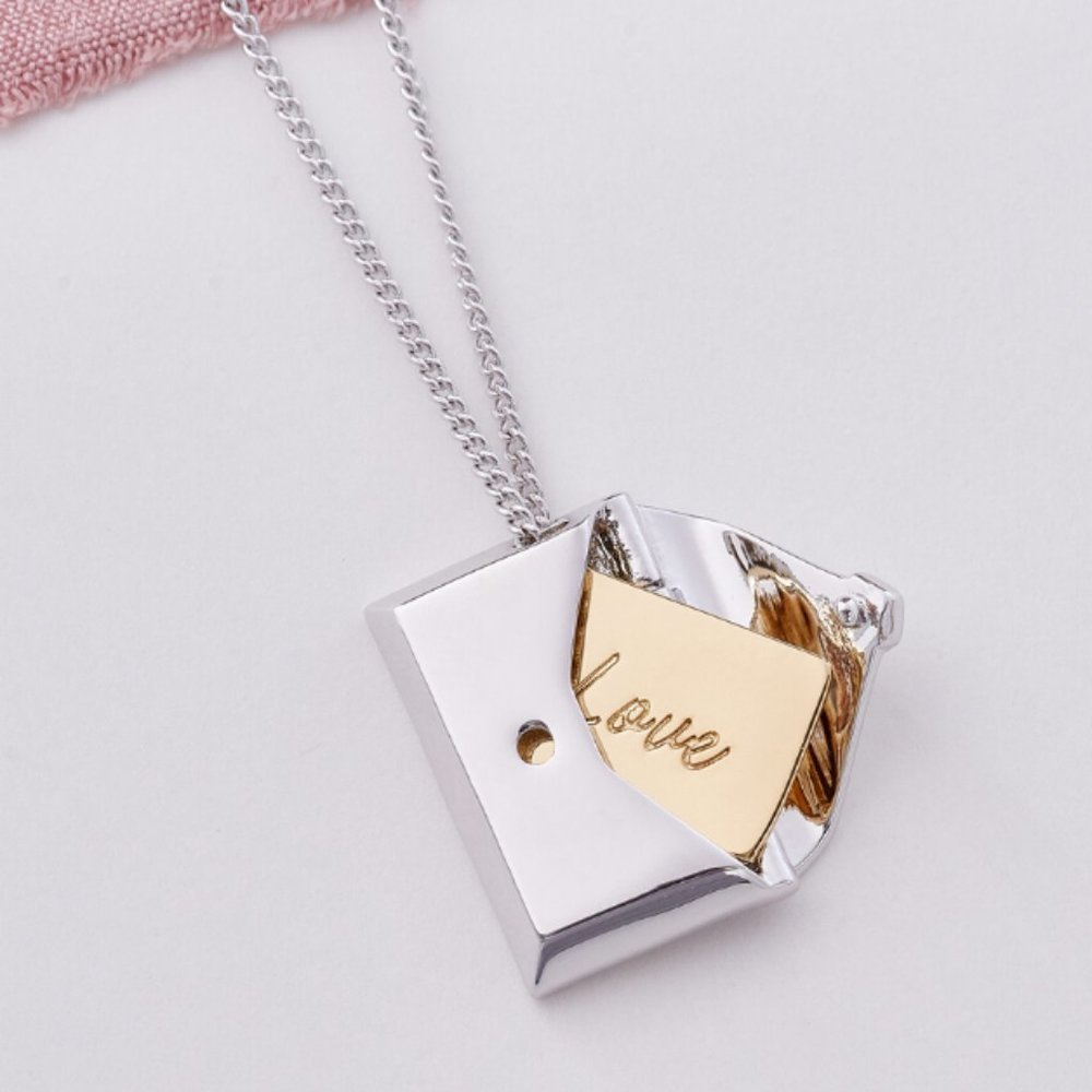 Capsul Jewelry Envelope Locket Necklace in Silver